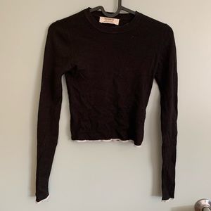Pull & Bear Long Sleeve Crop Top Sweater